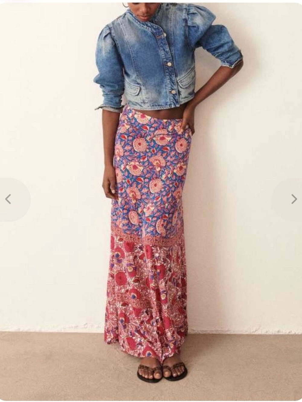 Silky ba&sh Vanessa Maxi Skirt in Fushcia Size Small (1)